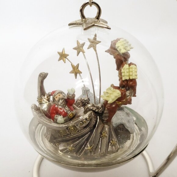 Santa Claus Ornament Sleigh Reindeer Lenox Macy's 75th Anniversary 2001 - Picture 1 of 7